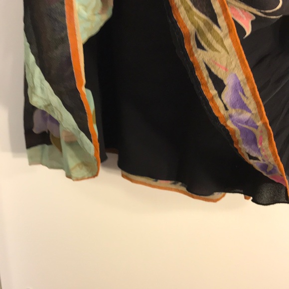 Silk Chiffon flowy floral patterned skirt sz 6 - Picture 5 of 5